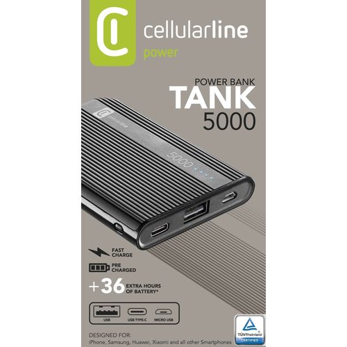 Cellularline prijenosni punjač Tank 5.000 mAh crni slika 3