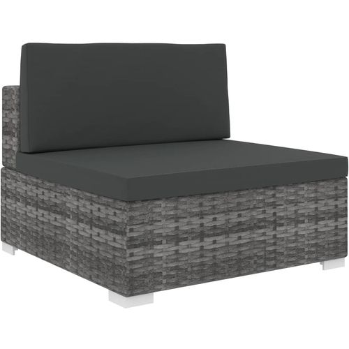 Modularna srednja fotelja s jastucima 1 kom od poliratana siva slika 1