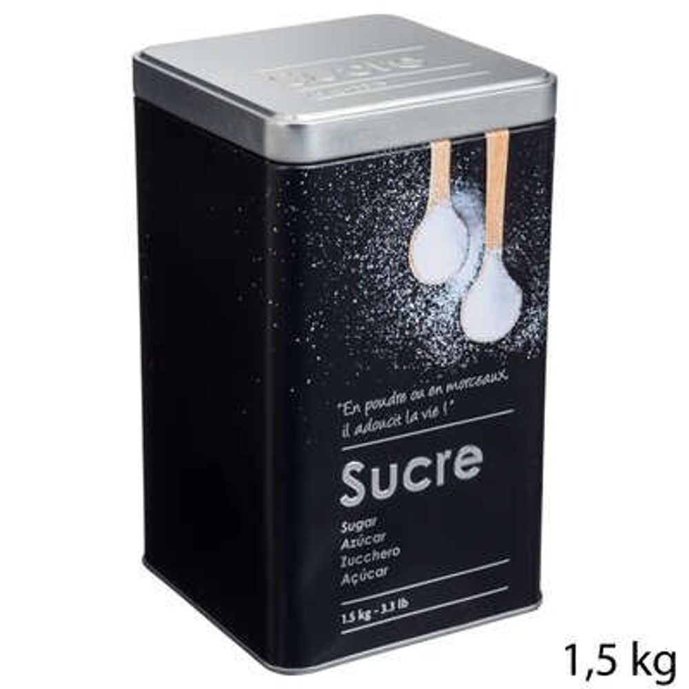 FIVE KUTIJA ZA ŠEĆER - Crna Metalna Kutija slika 1