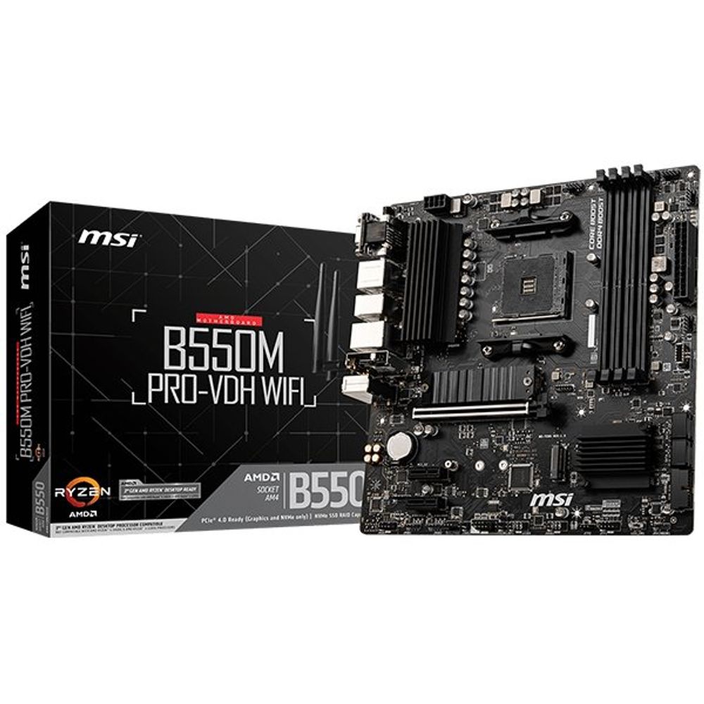 MSI Main Board Desktop B550M PRO-VDH WIFI (AM4, 4xDDR4, 1xPCI-Ex16, 2xPCI-Ex1, 4xSATA3, 2xM2, 2xUSB3.2, 5xUSB3.2, DP, VGA,HDMI, mATX, retail) slika 1