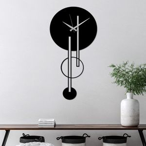 Decorative metal wall clock Full Empty, colour: black