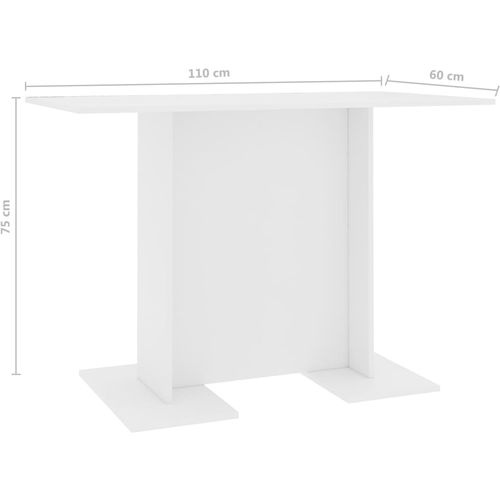Blagovaonski stol bijeli 110 x 60 x 75 cm od iverice slika 6
