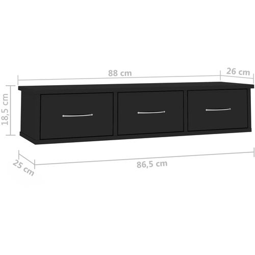 Zidna polica s ladicama sjajna crna 88x26x18,5 cm od iverice slika 25