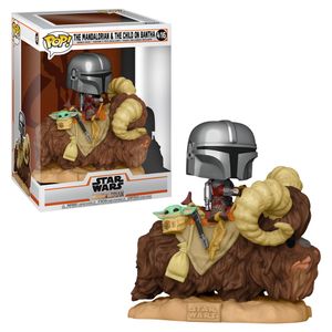 POP figura Star Wars: Mandalorian Mando na Banthi s Djetetom u Torbi