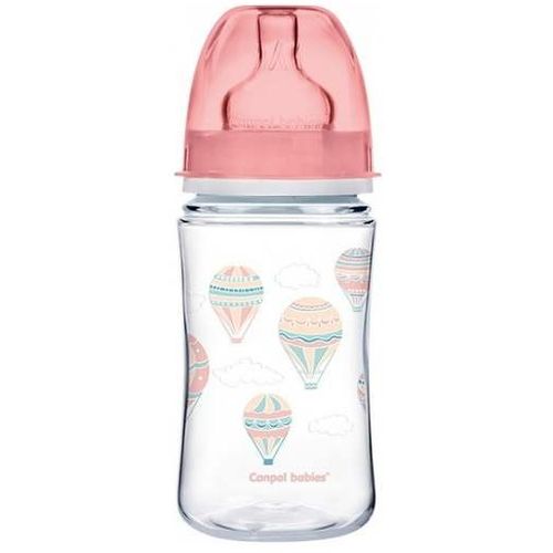 Canpol baby flašica 240ml široki vrat, pp - easy start- clouds - pink slika 1