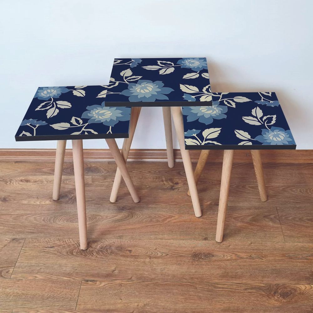 Set Nesting Stolova (3 Komada) - Plava i Bež slika 1