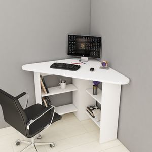 Corner - White White Study Desk