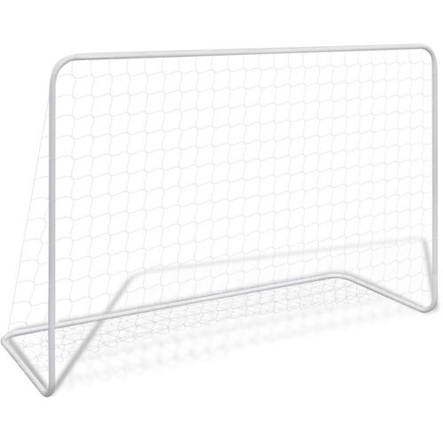 Nogometni gol s mrežom 182x61x122 cm čelični bijeli slika 5