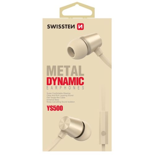 SWISSTEN slušalice + mikrofon, In-ear, metalne, zlatne DYNAMIC YS500 slika 1