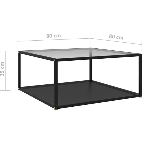 Stolić za kavu prozirni i crni 80 x 80 x 35 cm kaljeno staklo slika 7