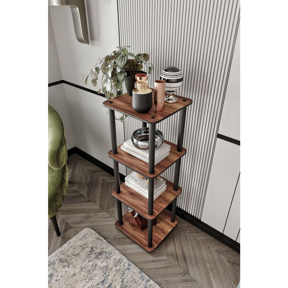  Bookshelf Bookcase 4 Tiers Square, colour Walnut slika 3