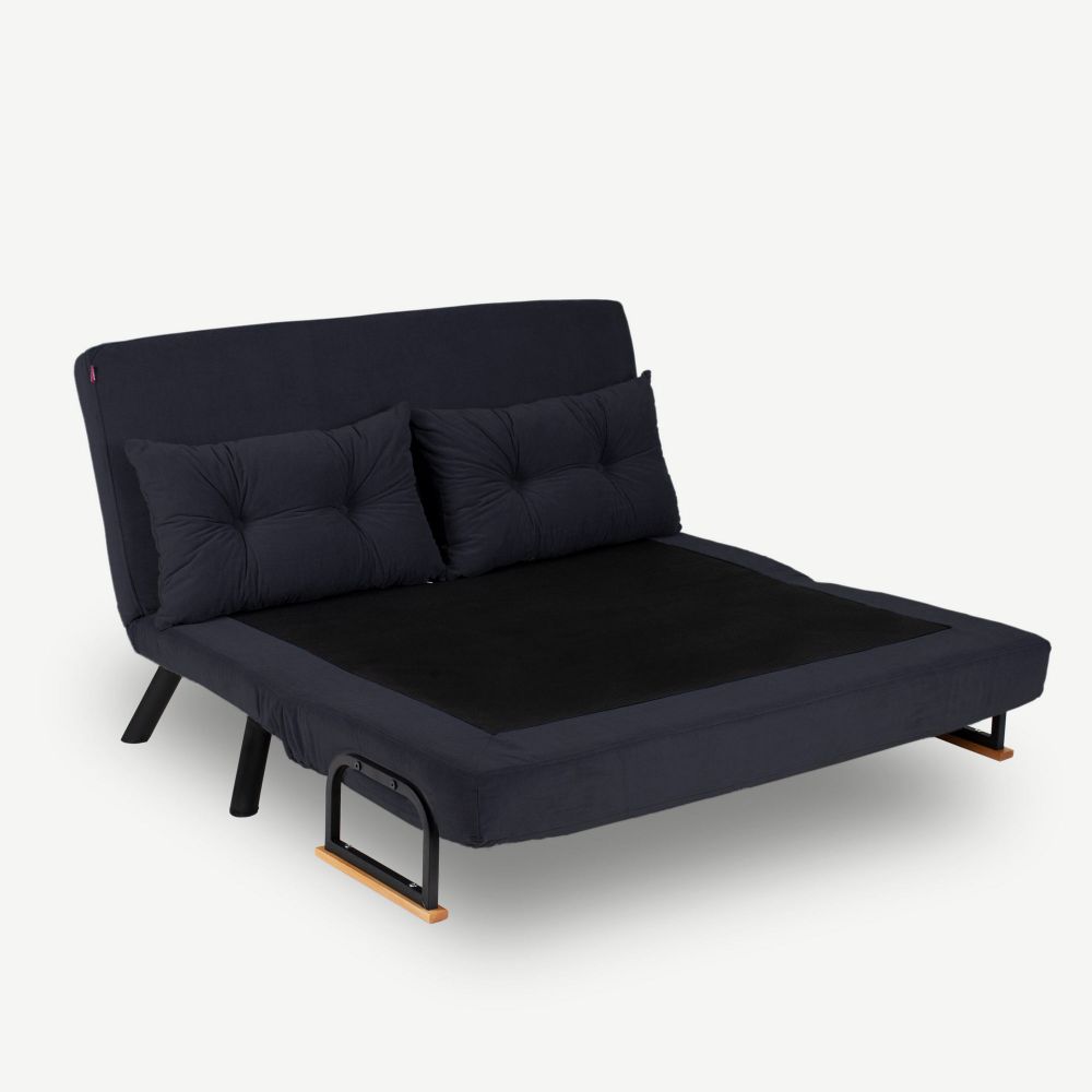 Sando 2-Seater - Crni dvosjed koji se pretvara u krevet slika 3