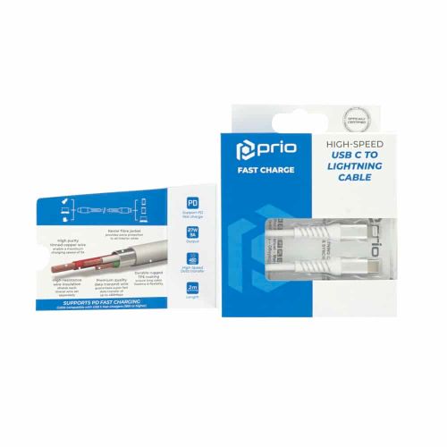 Prio Charge Sync USB C na Lightning kabel MFi certificiran 2 m bijele boje slika 2