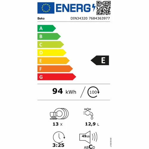 Beko DIN 34320 Ugradna mašina za pranje sudova, 13 kompleta, Širina 59.8 cm - OTPAKOVAN UREĐAJ BEZ AMBALAŽE slika 6