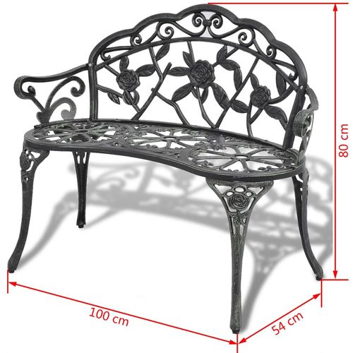 Vrtna klupa 100 cm lijevani aluminijum zelena slika 10