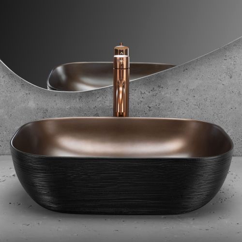 Nadgradni umivaonik Rea Belinda COPPER BRUSH / Black slika 3