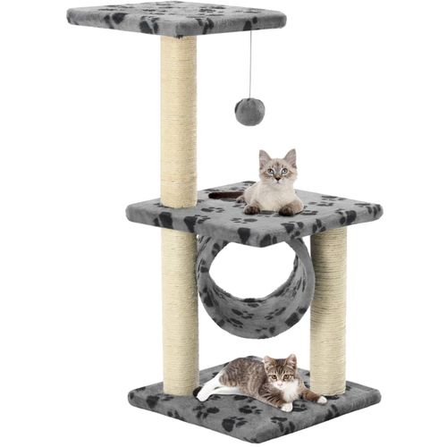 Penjalica za mačke sa stupovima za grebanje od sisala 65 cm siva s uzorkom šapa slika 13