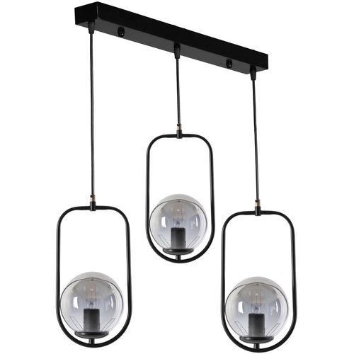 Ahu 3 Lü Sıralı Füme Camlı Siyah Sarkıt Black Chandelier slika 2