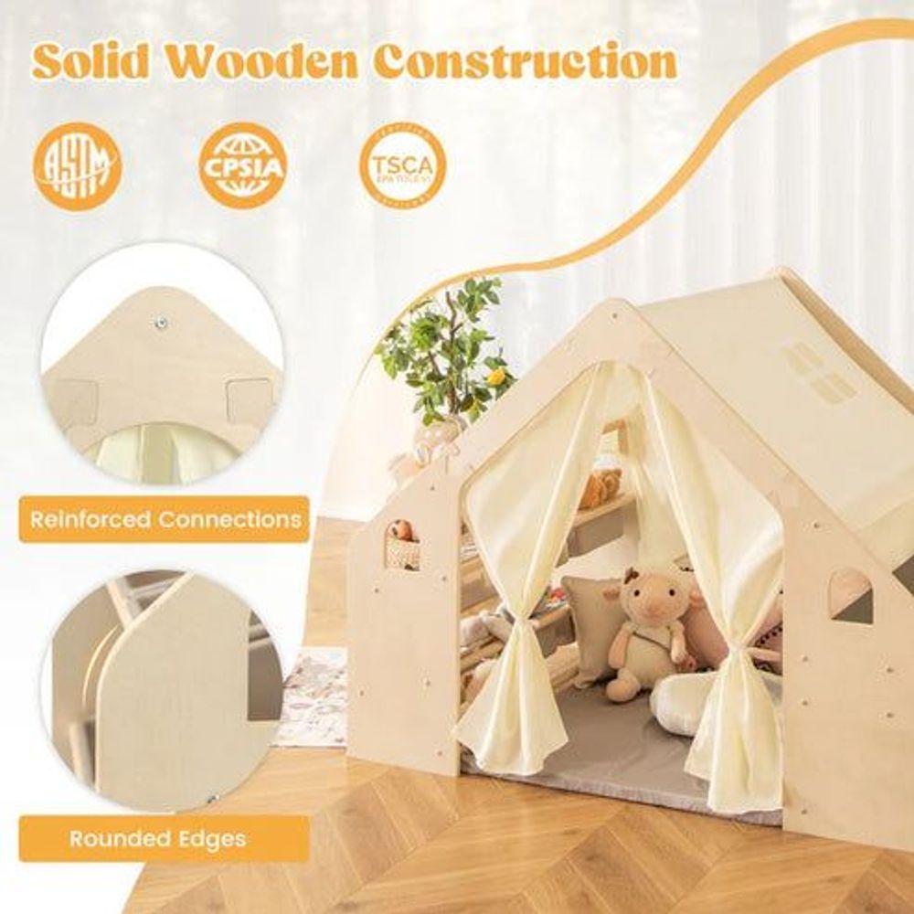 Kinder Home Multifunkcionalna drvena dječija kućica 6U1 slika 8