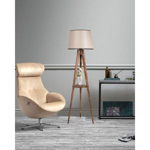 Sehbalı Tripod Yanık Lambader Pramit Açık Hasır Abajurlu Brown Floor Lamp