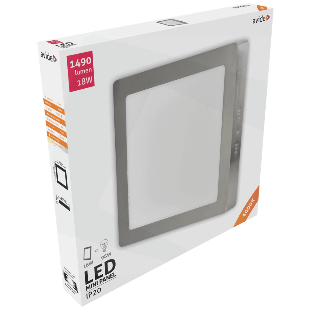 Avide Plafonjera LED, 18W, 1490 lm, 4000K, IP20 - ACSMNW-S-18W-ALU-SN slika 2