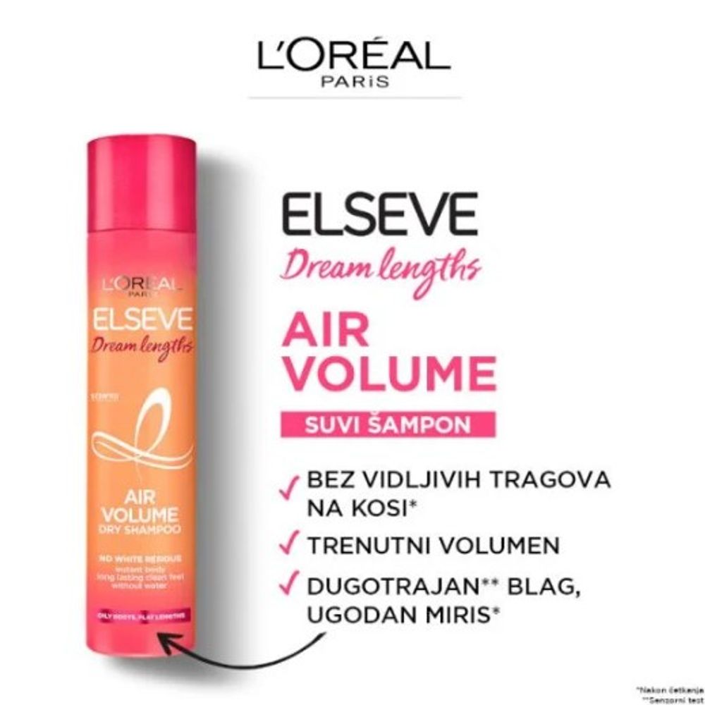 L'Oréal Paris Elseve Dream Long Air Volume Šampon za suho pranje kose 200ml slika 2