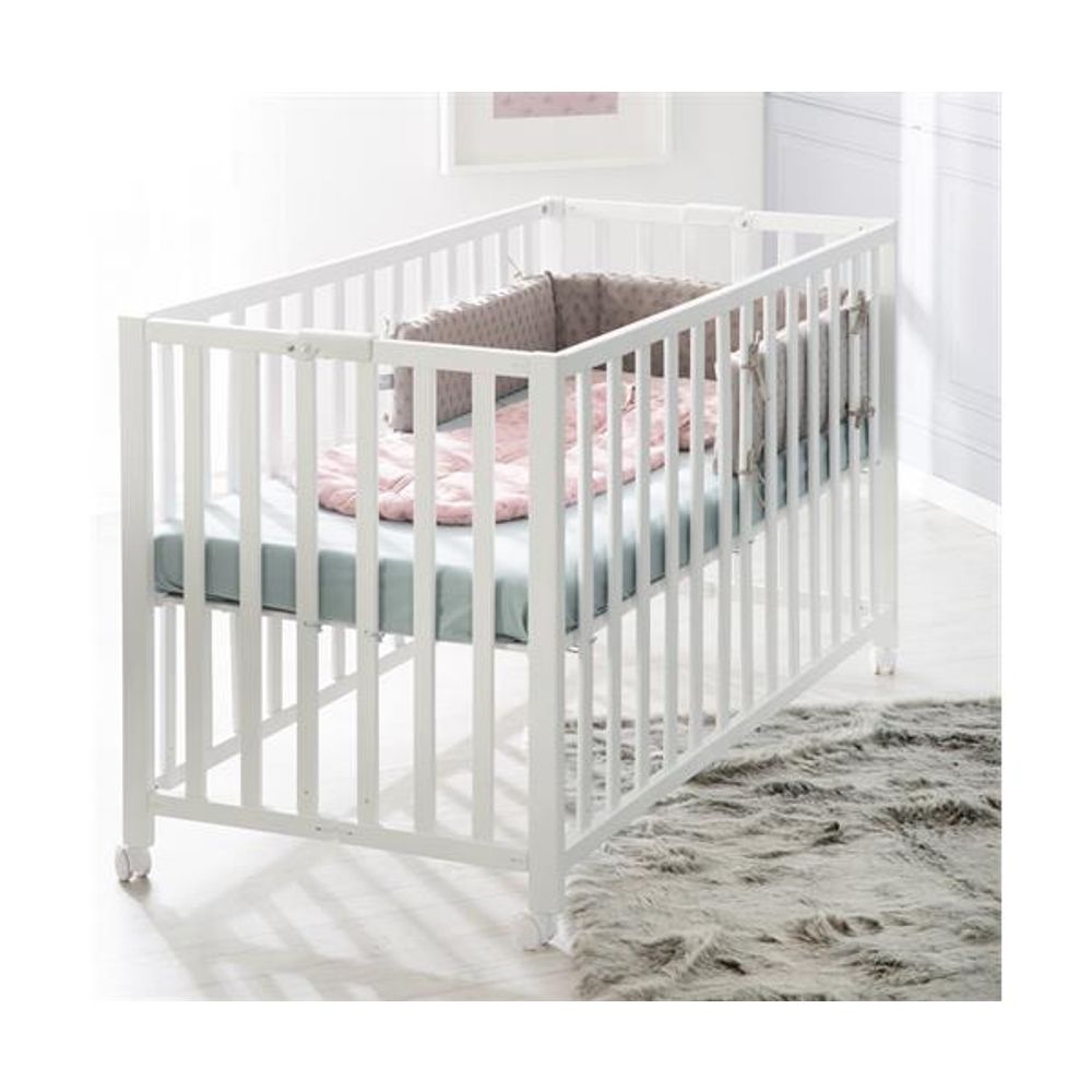 Roba Kids Drveni sklopivi krevetac 60x120 cm, Bijeli slika 5