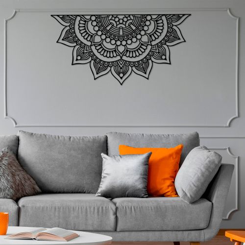 Wallity Metalna zidna dekoracija, Mandala 3 - Black slika 5