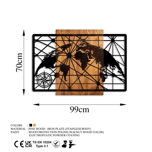 Wallity Drvena zidna dekoracija, World Map 5-L slika 6