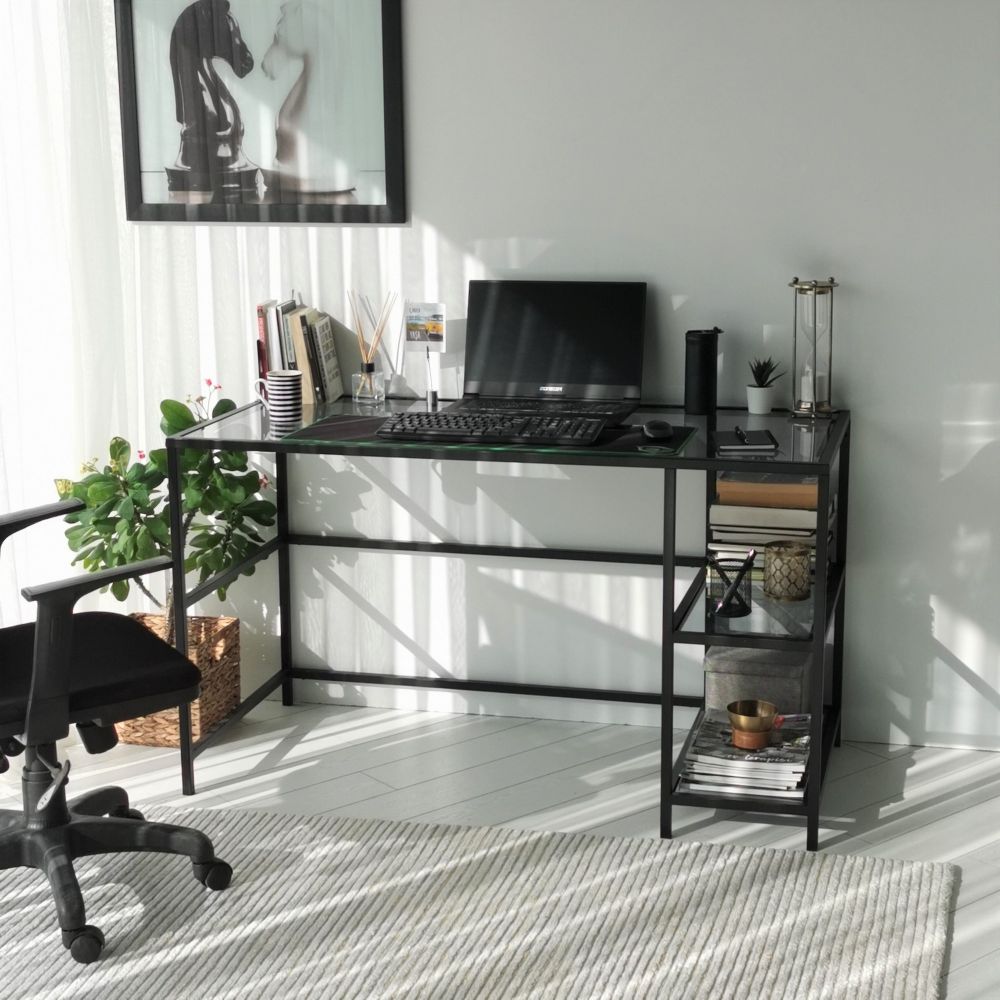 Master Radni Stol M101F Black - 130x60cm sa Staklenom Pločom slika 4