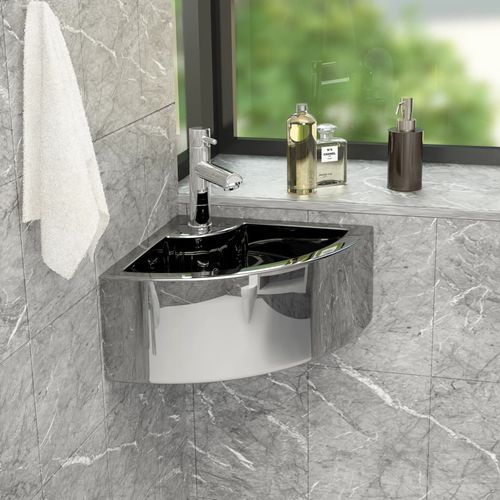 Umivaonik sa zaštitom od prelijevanja 45x32x12,5 cm keramički srebrni slika 8