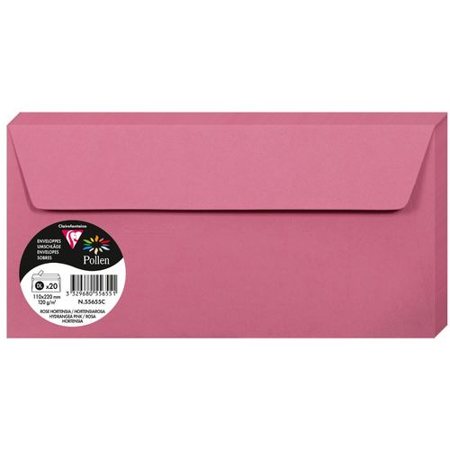 Clairefontaine kuverte Pollen 110x220mm 120gr hydrangea pink 1/20 slika 1