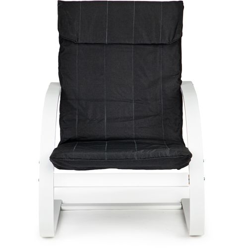Fotelja za ljuljanje crna s bijelim naslonom za ruke slika 2