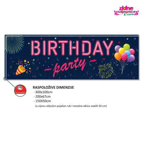 Party Natpis " Birthday Party" 300 x 100 cm slika 1