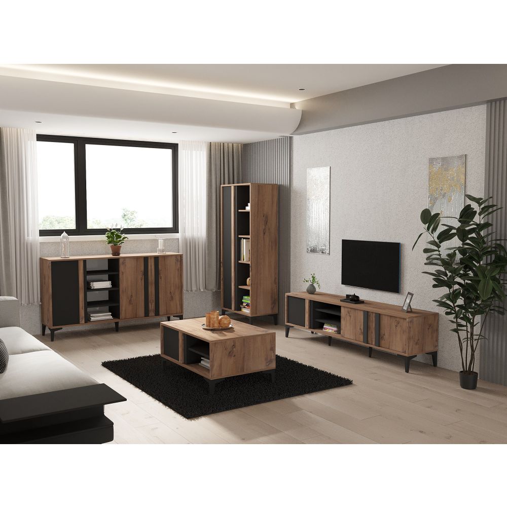 Set Namještaja za Dnevni Boravak Laçin Atlantic u Antracit Boji slika 1