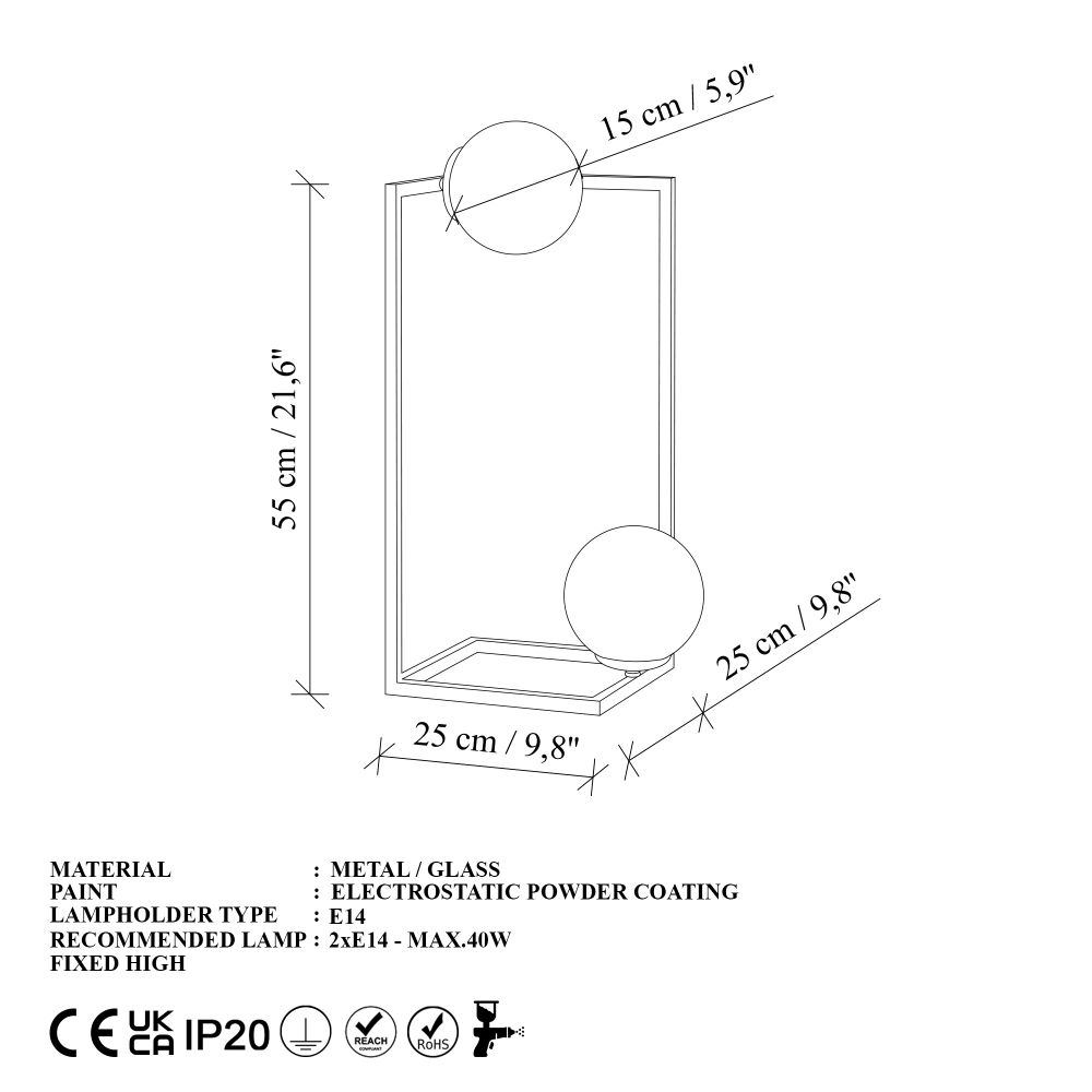 Crna Stolna Lampa Corner - 15020 slika 8