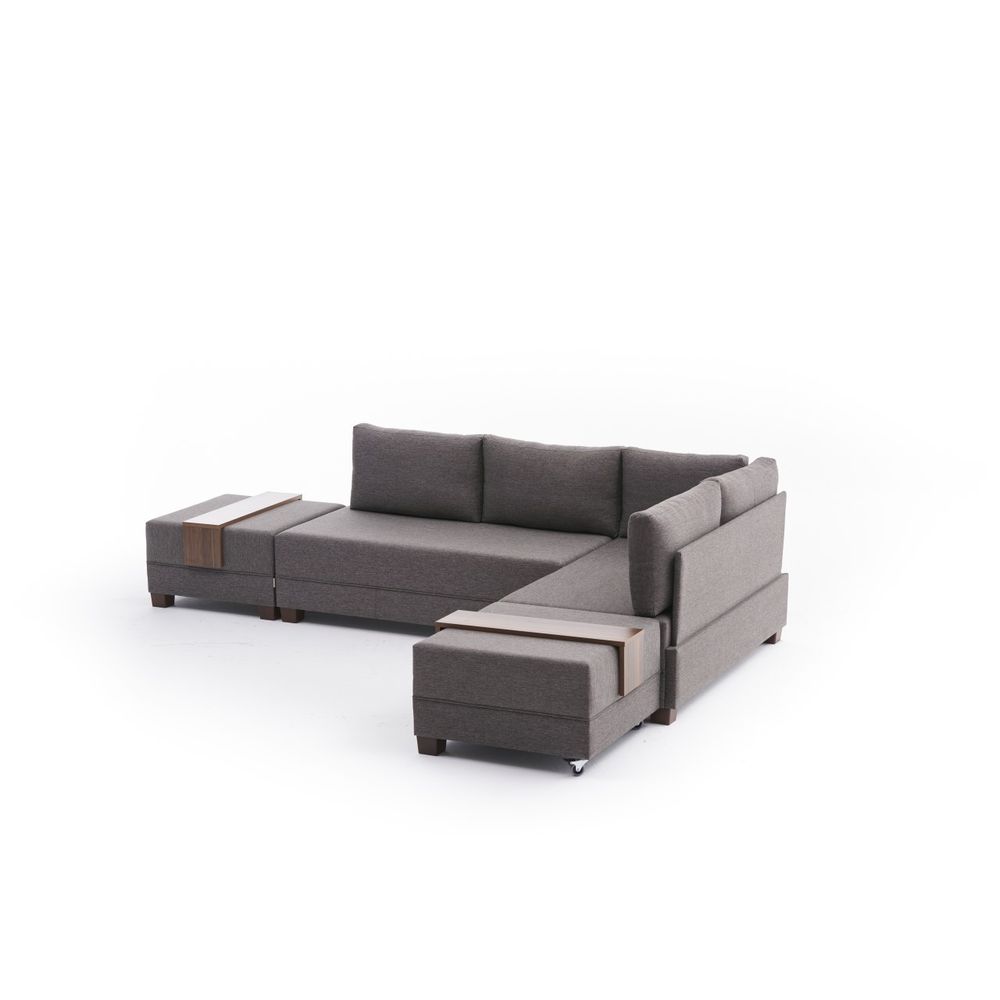 Ugaona Sofa na Razvlačenje Fly - Desni Kut, Braon slika 6