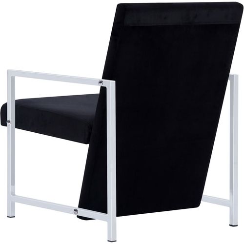Fotelja s kromiranim nogama crna baršunasta slika 13