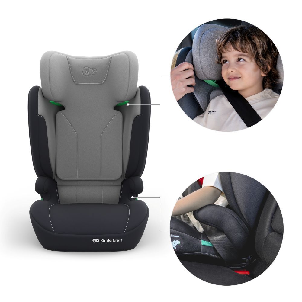 Kinderkraft autosjedalica I-Spark 2 Plus i-Size 15-36 kg (100-150 cm) bez Isofix-a, Grey slika 5