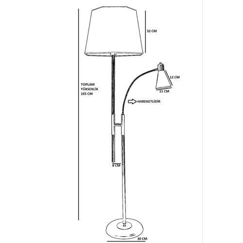 Forza Mat Krom Lambader Altıgen Siyah Abajurlu Crna Podna Lampa slika 3