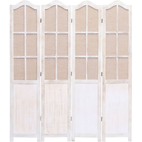 Sobna pregrada s 4 panela od tkanine bijela 140 x 165 cm slika 3