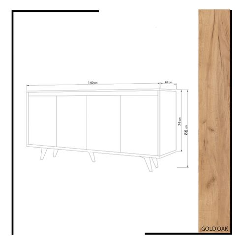 Hanah Home Shans Oak Bela Konzolna Polica slika 4