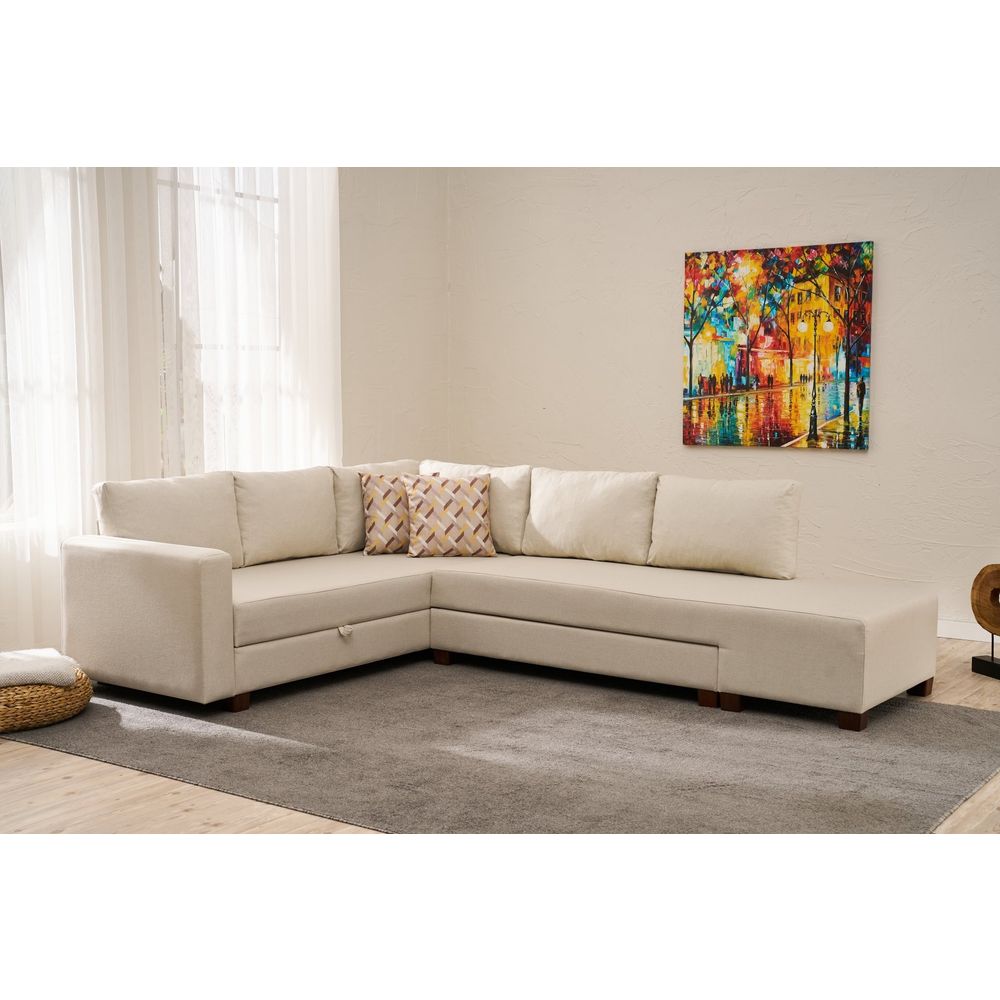Aly Arzilla Lijevi - Krem Krem Kutni Sofa-Krevet slika 1