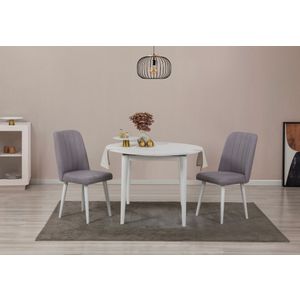 Vina 0701 - White, Grey White
Grey Extendable Dining Table & Chairs Set (3 Pieces)