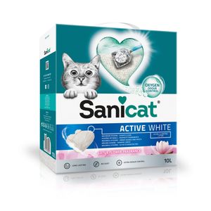 Sanicat Pijesak za mačke Active White, grudajući, miris lotus, 10 L