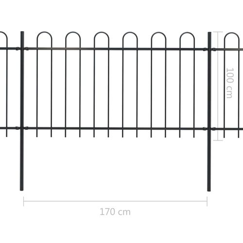 Vrtna ograda s ukrasnim lukovima čelična 6,8 x 1 m crna slika 5