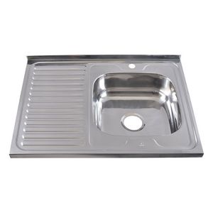 Inter Ceramic sudoper alpaka nadgradni pravokutni sa lijevim ocjeđivačem 60x80x16 cm + sifon, krom