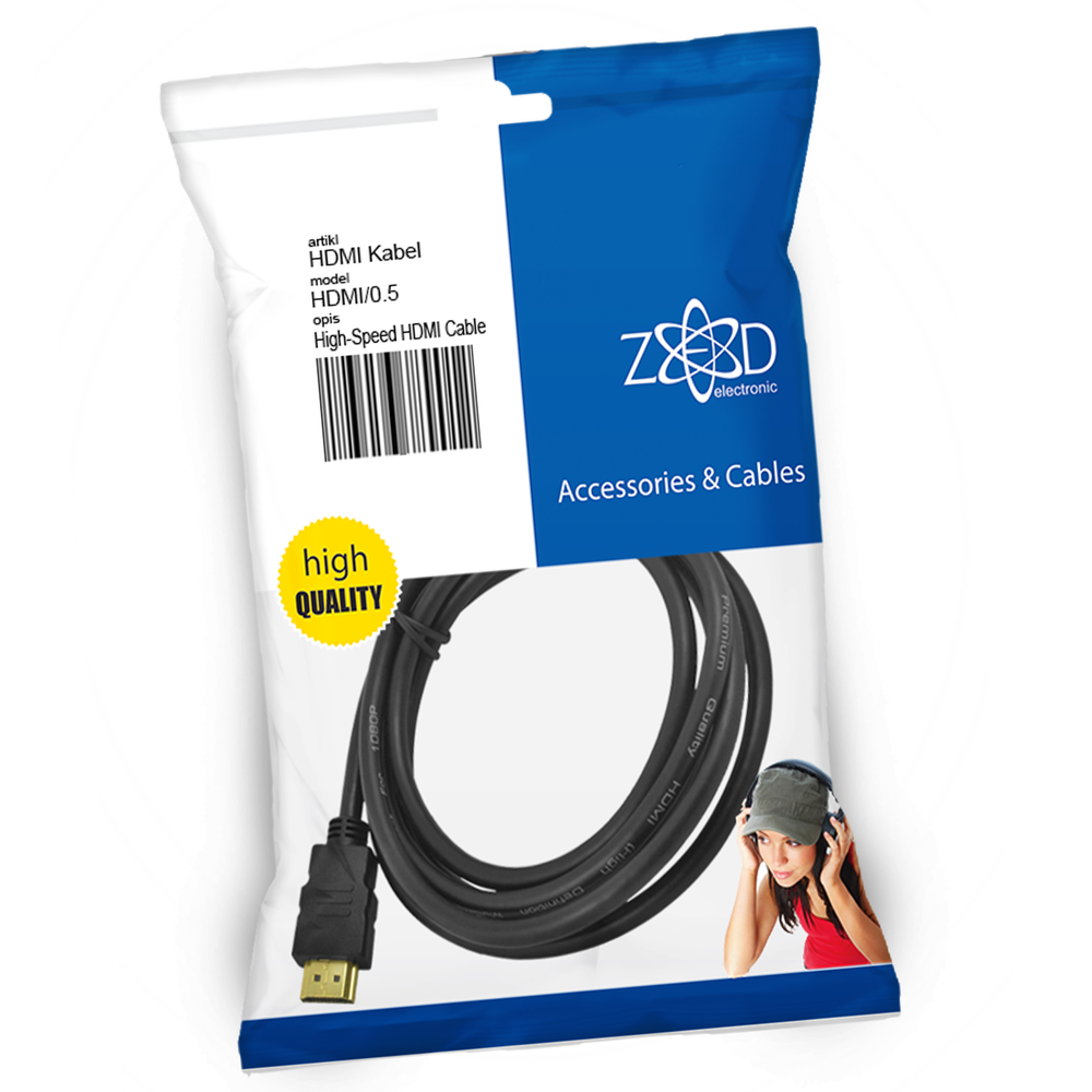 ZED electronic HDMI kabl, 0.5 met - HDMI/0.50 slika 1