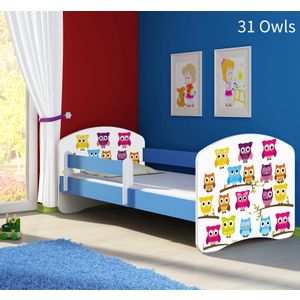 Dječji krevet ACMA s motivom, bočna plava 140x70 cm 31-owls