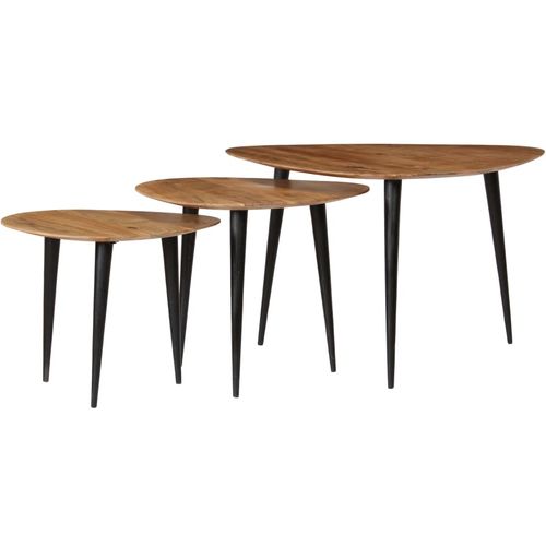 3-dijelni set stolića za kavu od masivnog bagremovog drva slika 38